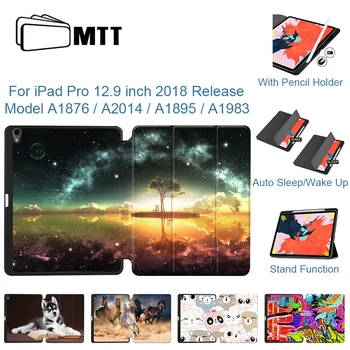 MTT puzdro Pre iPad Pro 12.9 palcový 3. Gen S Ceruzkou Držiteľ 2018 PU Kože Flip Stojan Smart Cover funda A1876 AA1895 A1983