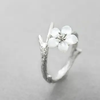 Nové s925 striebro originálny dizajn snehu cherry blossom pár otvorenie nastaviteľný krúžok mrazivý vietor kórejský vlna, šperky