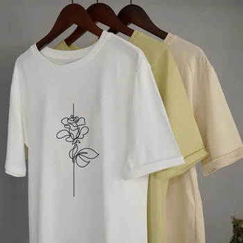 2020 letné kvety t-shirts fashion dievčatá topy krátky rukáv tlač t-shirts ženy šaty, bavlna