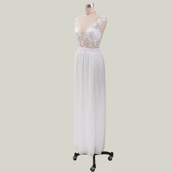 Luxusné Dlhé Biele Svadobné Svadobné Šaty, Sexy Pláži Appliques Čipky Svadobné Šaty Vestido De Noiva 2020