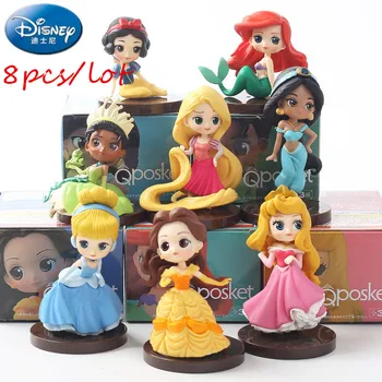 Disney 8pcs/veľa Moana Snow White Merida Princezná Akcie mapu Údaje Morská víla Jasmine Bábiky Anime Figúrky Deti dievča, Hračky, darčeky