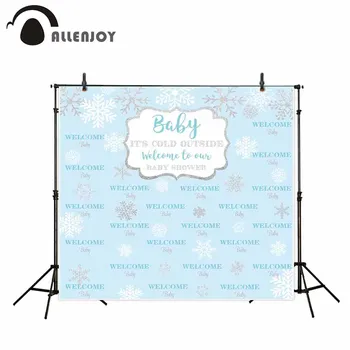 Allenjoy Zimné baby sprcha fotografie pozadie snowflake krok a opakujte modrom pozadí photo studio strany photocall vlastné