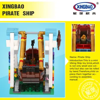 Technickej Xingbao 01109 Pirátskej Lodi Raj Jazdy Stavebné Bloky, Hračky Zábavný Park Model Serie Tehla S číslami MOC