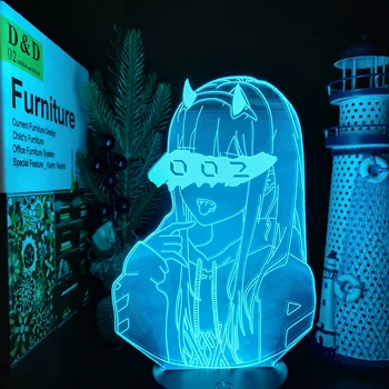 MILÁČIK v FRANXX Nula Dva 002 3D Led Ilúziu, Nočné Osvetlenie, Anime Lampa Led Osvetlenie Pre Vianočný Darček