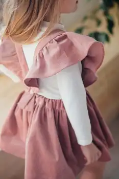 PUDCOCO Batoľa Detský Baby Dievčatá Jeseň Zima Menčester Prehrabať Popruh Šaty Oblečenie Oblečenie 1-6Y