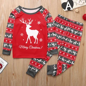 2019 Vianočné Pyžamo Nastaviť Rodiny Zodpovedajúce Oblečenie Oblečenie Vianoce Dospelých, Deti Roztomilý Strany Odev Cartoon Jeleň Sleepwear