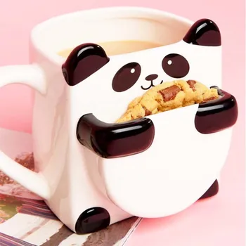 3D animovaný Panda Kávové Hrnčeky Dvojité Sušienky Keramické Čajové Šálky Tvorivé Známky Drinkware Vianočné Darčeky WF1021