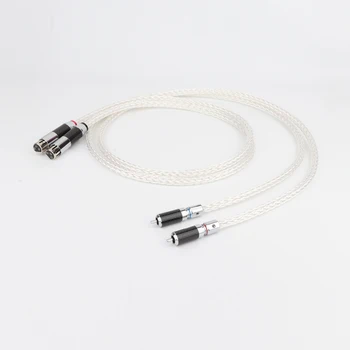 1Pair OCC Strieborné pozlátené XLR Audio kábel Rovnováhu kábel RCA Samec XLR Samica Konektor Zvukového Kábla 8AG Twist Kábel