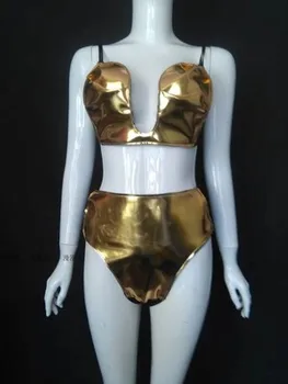 Budúci Bojovník Tanečné Tím Spevák Zobraziť cosplay Kostým Vesmírnej Technológie Zlaté, Strieborné Zrkadlo strany kostýmy Catlwalk model handričkou