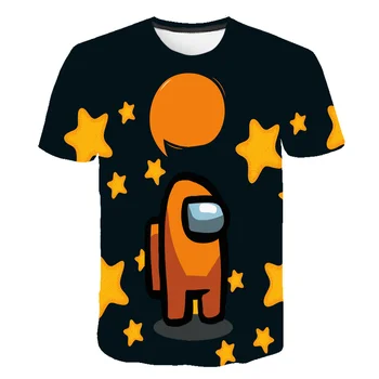 Kawaii Nová Hra Medzi Nami T Shirt Deti 2020 Zábavné Letné Cartoon T-shirt Impostor Tees Kostým 3D Baby Chlapci Oblečenie Grafické Topy
