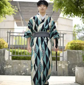 Tradičné Japonsko Odev mužov Štandardné kimono Polyester Zmes Bavlny župan Tokio Pajama formálne iskra konferencie Muž kimono