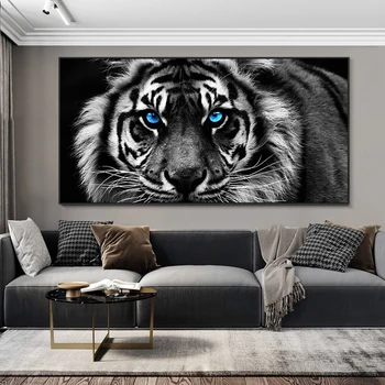 Moderné Vytlačí Plátno Umenie Čierny A Biely Tiger Hlavu Maľovanie Na Stenu Umenie Plagáty Zvierat Umenie Obrázok Pre Obývacia Izba Dekor Cuadros