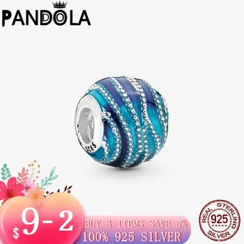 2020 nové Predaj Reálne 925 Sterling Silver Blue Wave Charms Korálky Fit Pôvodné Pandora Náramky DIY Šperky Čo Pre Ženy