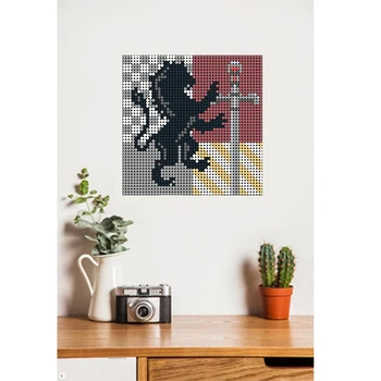 Klasické Filmové Série Gryffindored Fakulta Zlatý Lev Školy Badged pixel mozaikové umenie(48X48) Stavebné Bloky, Maľovanie Hobby Hračky