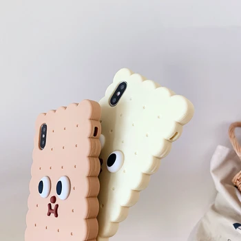 Roztomilý Cookies Biscuit Tvar Telefón puzdro Pre iPhone 8 Prípade 6 6 7 Plus XS MAX XR XS X Mäkký Silikónový 3D Sušienky s Krúžok Kryt, Popruh