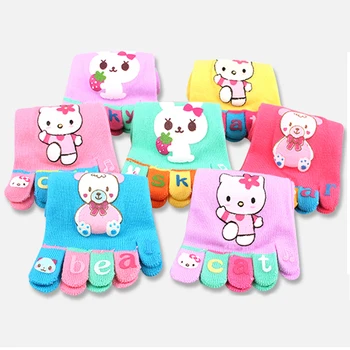 Králik Kitty Bear Deti Päť Prstov Ponožky Dievčatá Chlapci Ponožky Malé Deti Prst Deti Ponožky na Nohách Ponožky 3 Páry/Set 3-8 rokov
