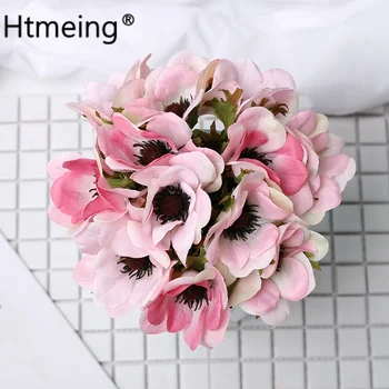 6PCS/VEĽA Hodváb krásne Umelé Anemone kvety bytového zariadenia, Dekoratívne Svadobné Kytice Svadobné Kvet
