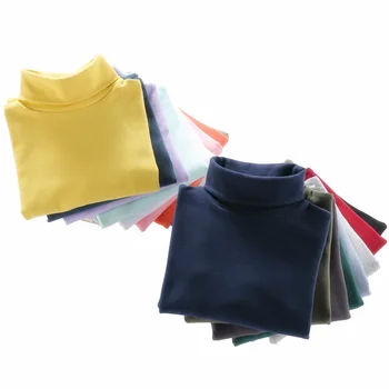 2020 T-shirts pre Dievčatá Jeseň Zima Bežné Základné Turtleneck Deti Košele Pevnej Bavlny Klesnutie Topy Chlapci a Dievčatá Oblečenie