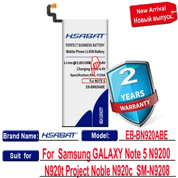 HSABAT EB-BN920ABE 4600mAh Batérie pre Samsung GALAXY Note 5 Batérie note5 N9200 N920t Projektu Ušľachtilý N920c N9208 SM-N9208