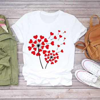 Top Dámske Graphic T Shirt Ladies Ženský Čaj T-Shirt Ženy Milujú Tlač Valentine Elegantné Dievča 90. rokov Pláži Tlač Lady T-shirts