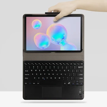 Puzdro Pre Samsung Galaxy Tab S6 10.5 SM-T860 SM-T865 Tablet Ochranné Bluetooth klávesnica Chránič Kryt PU Kožené puzdro myš