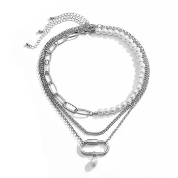 SHIXIN 3 Ks/Set Pearl Korálky Reťazca Náhrdelník S Príveskom Vrstvený Choker Náhrdelník pre Ženy 2020 Módny Náhrdelník Šperky Collier