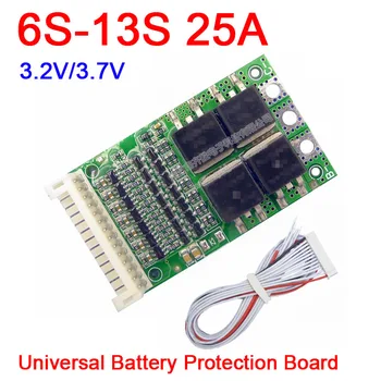 Univerzálny 6S-13S 7S 8S 10S 12S 25A BMS 18650 LiFePO4 lítiové batérie, ochrana rada 24V 36V 48V Nabíjanie Vybíjanie 3.2 V, 3,7 V