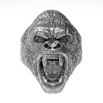 Nerezová Titánové Ocele Krúžok Mužov Vintage Viking Punk RockRoar Peter Jackson ' s King Kong Gorila Zvieracie Krúžky Pre Človeka Šperky