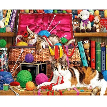 RUOPOTY DIY 5D Diamond Maľovanie Mačka Diamond Mozaiky Zvieratá Plná Výšivka Cross Stitch Remesiel Auta Domova Záľuby pre Deti