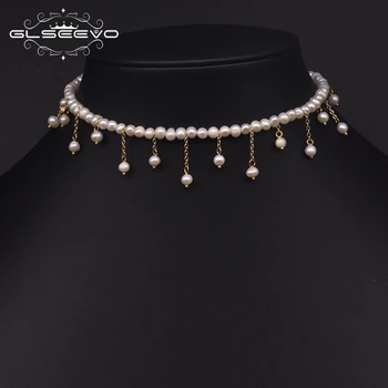 GLSEEVO Originálne Handmade Dizajn Korálkové Strapec Choker Náhrdelník Pre Najlepší Priateľ Prírodné sladkovodné Perly Luxusné Šperky GN0227