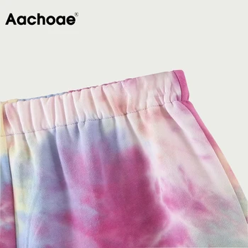 Aachoae Streetwear Farebné Kolená Dĺžka Nohavice Ženy Elastické Vysoký Pás Voľné Mäkké Nohavice Módne Dovolenku Dna Pantalon Femme