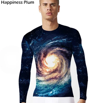 KYKU Galaxy Oblečenie Priestor Tričko Dlhý Rukáv Pánske Oblečenie 3d T Shirt Mužov Tričko Streetwear Leta 2018 Módy Nové