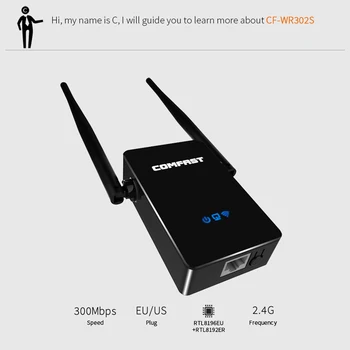 Comfast WR302S 2.4 GHz Wireless, WiFi Opakovač Booster 300Mbps 5dBi Anténa WirWiFi Repeatereless Zosilňovač Signálu Siete Extende