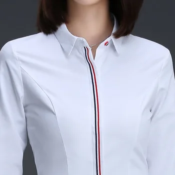 2019 Nové Módne Ženy Oblečenie, Tričko s Dlhým Rukávom Formálne Slim Všetky vaše Biele Blúzky Office Dámy Pracovné oblečenie Plus Veľkosť Topy