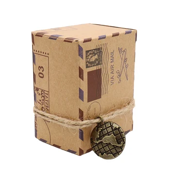 50pcs Nové Pečiatka Dizajn Svadobné Vintage Candy Box Balenie Čokolády Kraft Darčeka Svadobné Zdvorilosti A Dary Taška Strana Dodávky