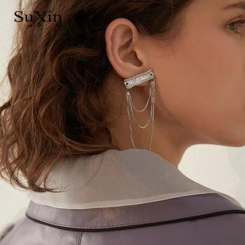 SuXin náušnice 2020 nové jednoduché strieborné strapec temperament náušnice pre ženy dlho zliatiny s príveskom, náušnice, šperky darček