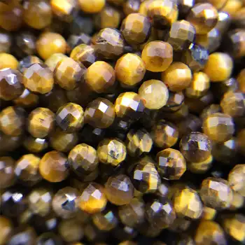 Malé Korálky Žltá Tigrie Oko Prírodného Kameňa Korálky 3 mm Tvárou Žlté Guľôčky Oddiel Voľné Korálky Pre Šperky, Takže DIY (38cm)