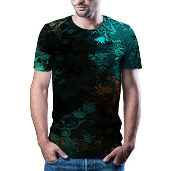 2020 farba tlačené pánske T-shirt módny prírodný vzor o-krku Pulóver mužov 3D T-shirt hot príležitostné športové pánske top 6XL