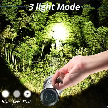 8000LM Vysoko kvalitné Ručné svietidlo Svetlomet Nabíjateľná LED Baterka Nepremokavé rybárske svietidlá poľovnícke Horák, 2*18650
