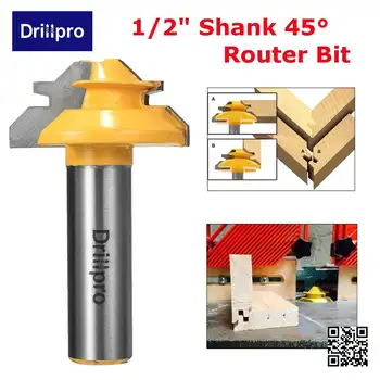 Drillpro 45 Stupňov Zámok Ostrý Router Bit 1/2