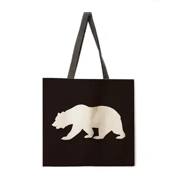 Taška cez rameno dámy Nordic medveď tlačiť bežné tote bag bielizeň Febric tote bag skladacia nákupná taška opakovane plážová taška