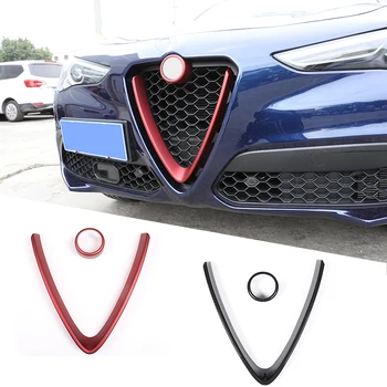 Carbon Fiber Červená Na Alfa Romeo Giulia Stelvio 2017 2018 2019 2020 ABS Plast Prednej maske Dekorácie Rám Auto Príslušenstvo