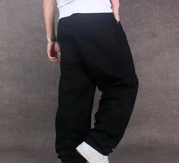 2020 Mužov Širokú Nohu, Džínsové Nohavice Hip Hop black Bežné jean Neforemné nohavice-jeans pre Rapper Skateboard Uvoľnene Džínsy joggers