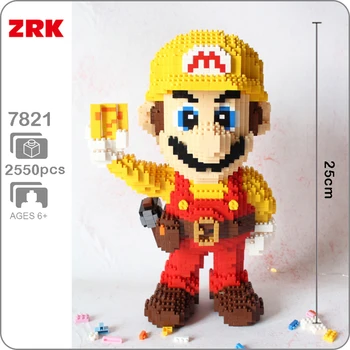 ZRK Super Video Hry Mario Žltá Mario Obrázok stavebným 3D Model Diamond Mini Tehly HOBBY Hračky pre Chlapca, Deti Darčeky