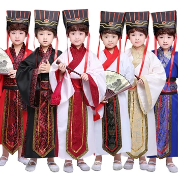 7Color Deti Starovekej Čínskej Kostým Tradičné Dynastie Úradný Fáze Výkonu Strany Odev Ľudový Tanec Hanfu Kostýmy Nastaviť