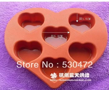 6 otvor silikónové formy na Pečenie mydlo plesne Tortu Formy láska srdce zahustiť 24.5*23*3.5 cm kuchynské náradie