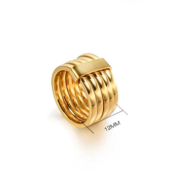 Baoyan Vintage Zlaté Snubné Prstene Dámske Multi Vrstvený Titán Široký Zásnubné Prstene Jednoduché Veľké Nehrdzavejúcej Ocele, Prstene Pre Ženy