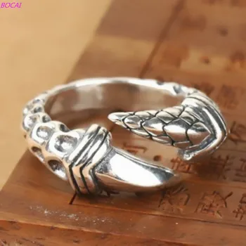 BOCAI S925 šterlingov strieborné prstene magic drak pazúr osobnosti mužov a žien retro ukazovák otvorenie Thai strieborné prstene