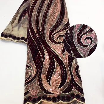 Velvet tkaniny, výšivky Tylu Čistý francúzskej čipky tkaniny vysokej kvality Afriky francúzskej čipky Šitie Nigérijský odev handričkou F4-2787