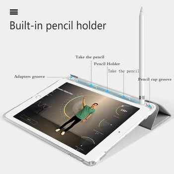 Priehľadný Zadný Kryt S Ceruzkou Držiak Pre iPad 5 6. 9.7 2019 7. 10.2 Prípade Pro 12.9 11 10.5 palcový Mini 5 Smart Funda Capa